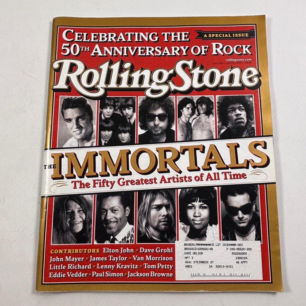 Rolling Stone Magazine Issue 946 April 15 2004 The Immortals 50th Anniversary
